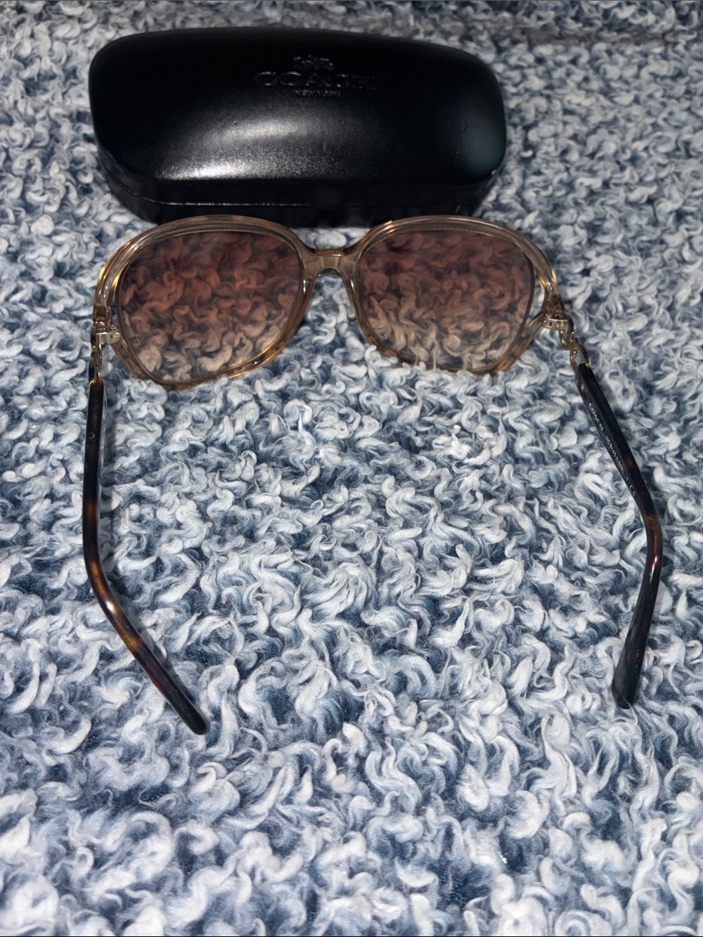 Coach Pink Brown Gradient Aviator Sunglasses with Gold Accents - Picture 6 of 11